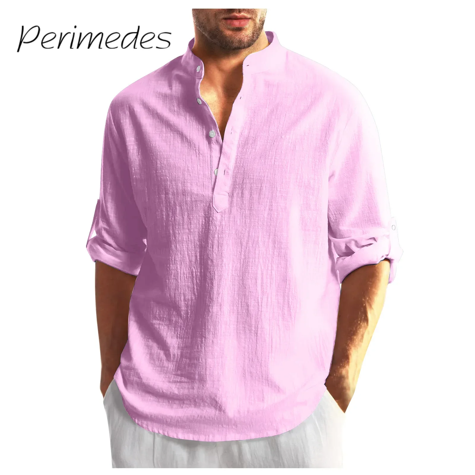 

Men'S Designer Casual 2024 Shirts Cotton Linen Solid Color Long Sleeve Summer Suit Loose Relaxed Fashionable Ropa De Hombre