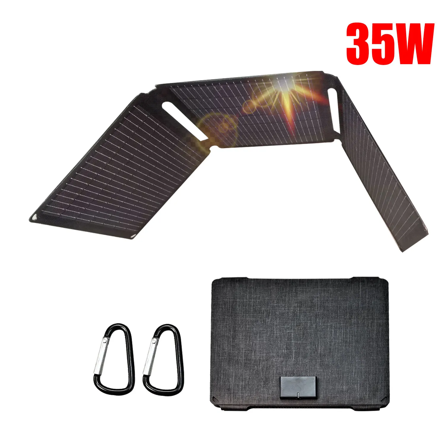 35W 100W Tragbares Faltbares Solarpanel mit 1 USB-Anschluss und 1 Typ-C Schnellladefunktion ETFE Solarpanel Faltbar, für den Außenbereich, Handy-Ladegerät, Wohnmobil, Camping