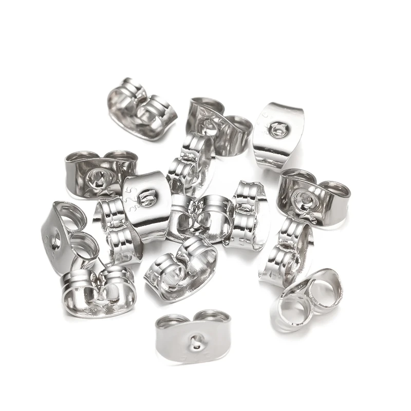 50 stücke 5x7mm 925 sterling versilbert ohrring rücken ersatz sichere verriegelung für diy stecker ohr mutter pfosten schmuck herstellung – Detail 3
