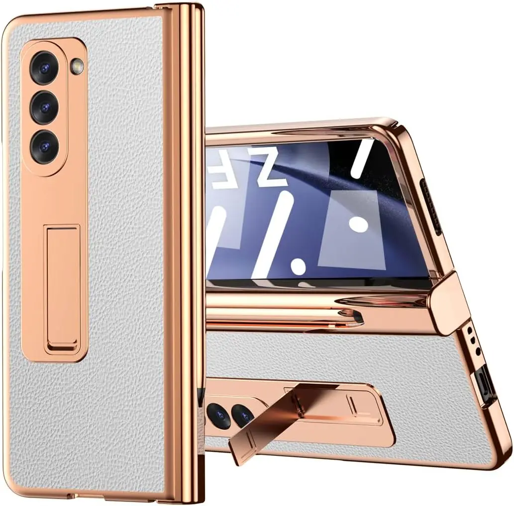 

для Samsung Galaxy Z Fold 5 5G Чехол с подставкой, полная защита петель с держателем S Pen и S Pen, Bracket Fold5 Сверхмощные мужские чехлы для телефонов