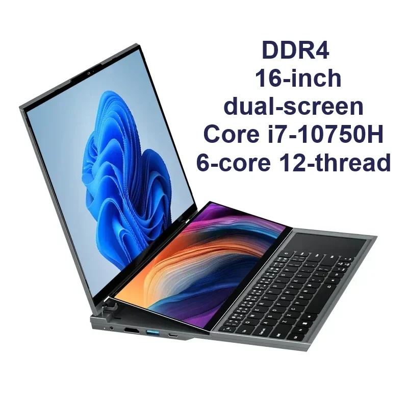 SZBOX 16-inch Core I7-10750H 6C 12T DDR4 Gaming Laptop Dual Screen 2K LCD + 14 Inch Touch Screen 64GB RAM MAX Laptop Notebook 2