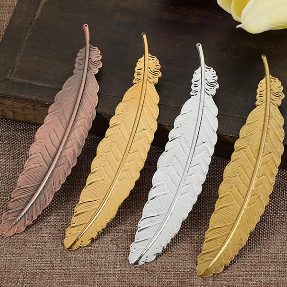 1pc Creative Retro Feather Metal Bookmark Beautiful Cool Book Page Mark Children Student Gift Stationery School Office Supplies