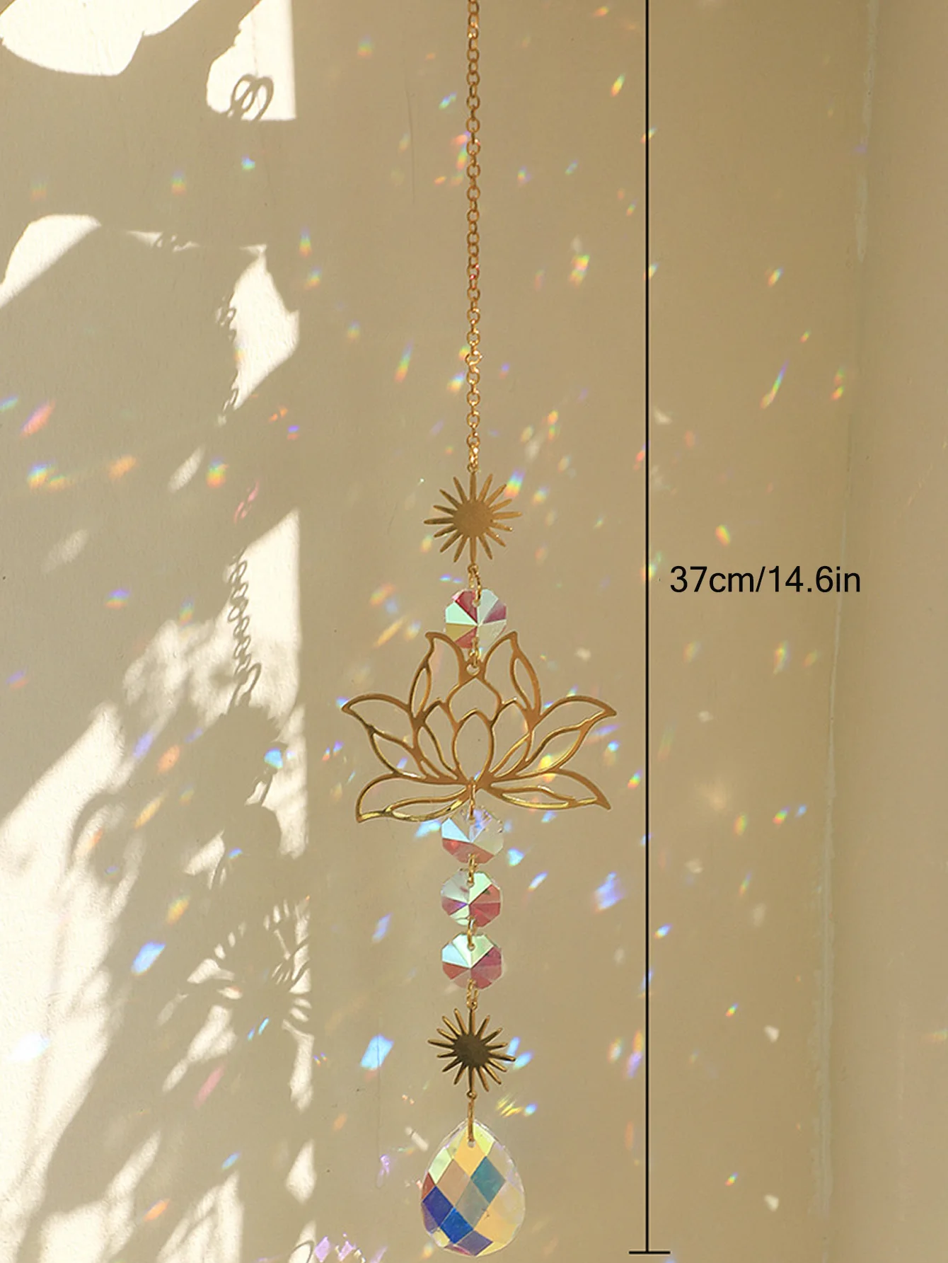 1/2pcs Sun Catcher Crystal Lotus Hanging Pendant Colored Glass Sun Catcher Outdoor Rainbow Manufacturing Prism Garden Decoration