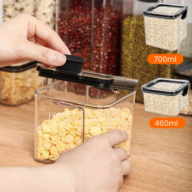 Airtight Flour Storage Container Transparent Food Storage Canister With Lid  Kitchen Dry Food Organizer For Flour Sugar Grain Nut - AliExpress