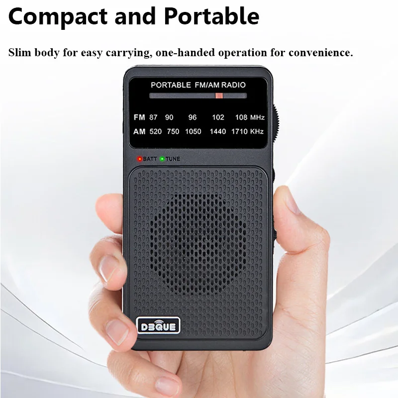 Mini Portable FM AM Radio Pocket DSP Radios Recevier Built-in Full Range Speaker Headphones Jack 2*AA Battery Powered Radio