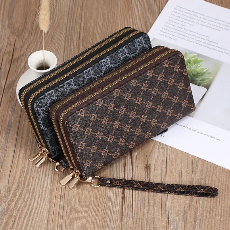 Wallet Women's Long Handbag Purse Wallet For Men Large Capacity Double Zipper Mobile Phone Bags Cards Holder Printing Clutch Bag
