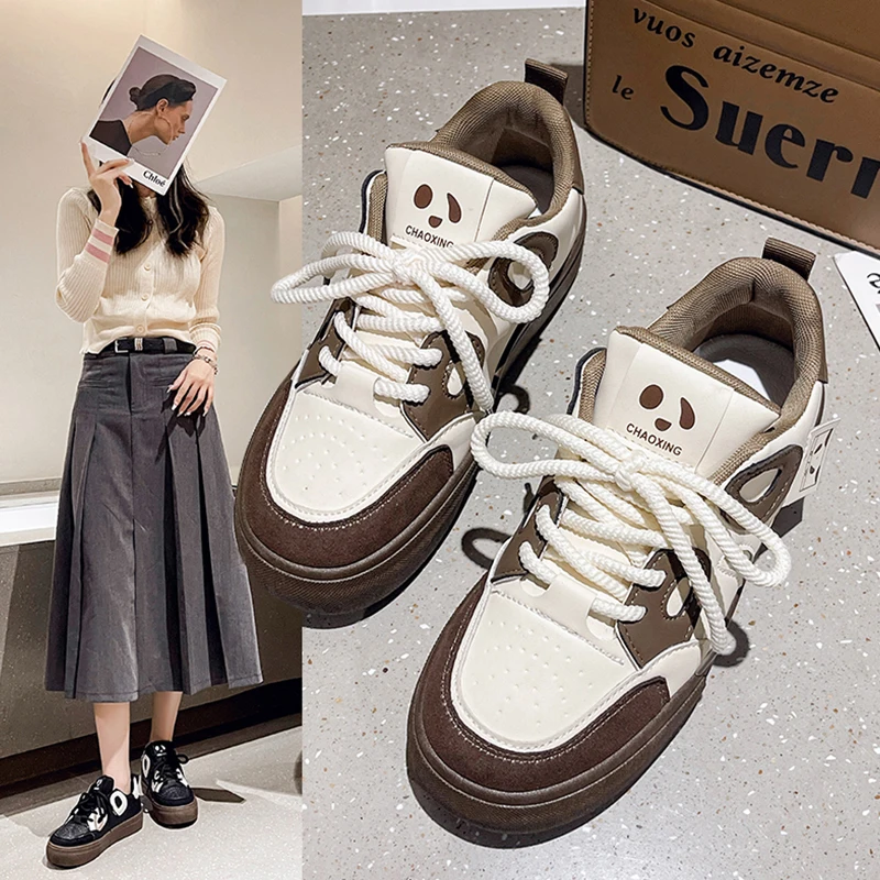 

Кроссовки женские универсальные с круглым носком, повседневная обувь на платформе, криперы на танкетке, смешанные цвета, осень 2023