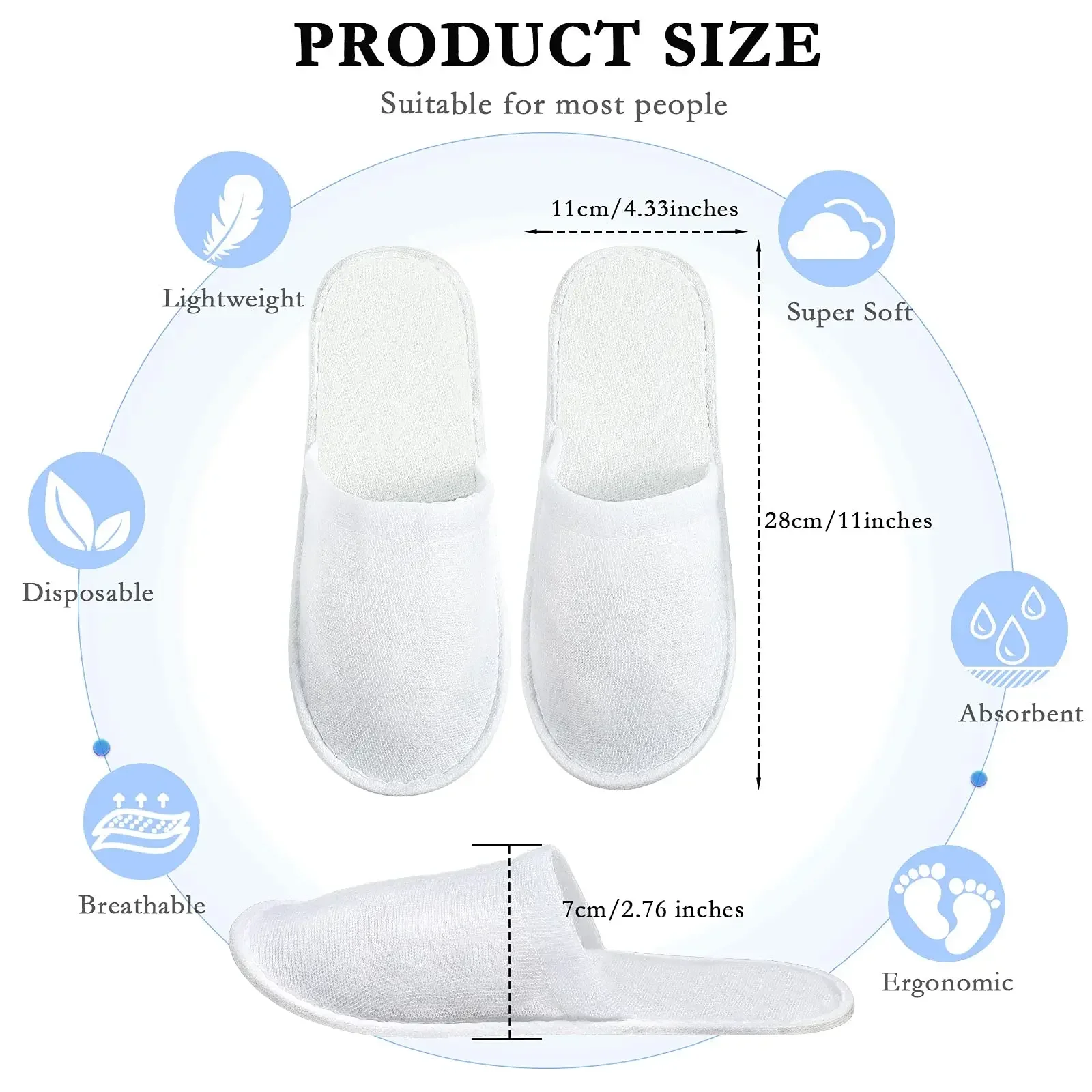 Disposable Slippers 10/20 Pairs Cotton SPA Slippers of Brushed Plush Closed-toe Home Guest Hospitality Shoes