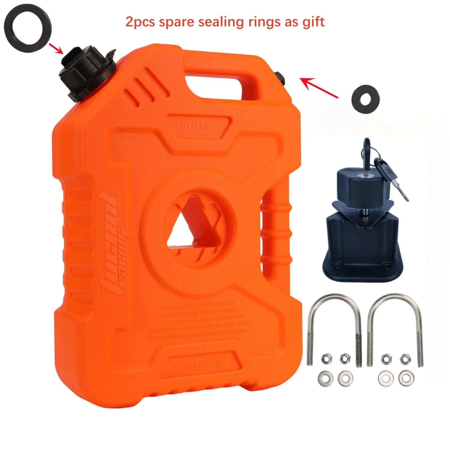 Tucool Racing 10L Reserve Fuel Tank Backup Jerrycan Fuel Can Portable Gas Tank for Motorcycles SUV ATV UTV Cars Boat Offroad
