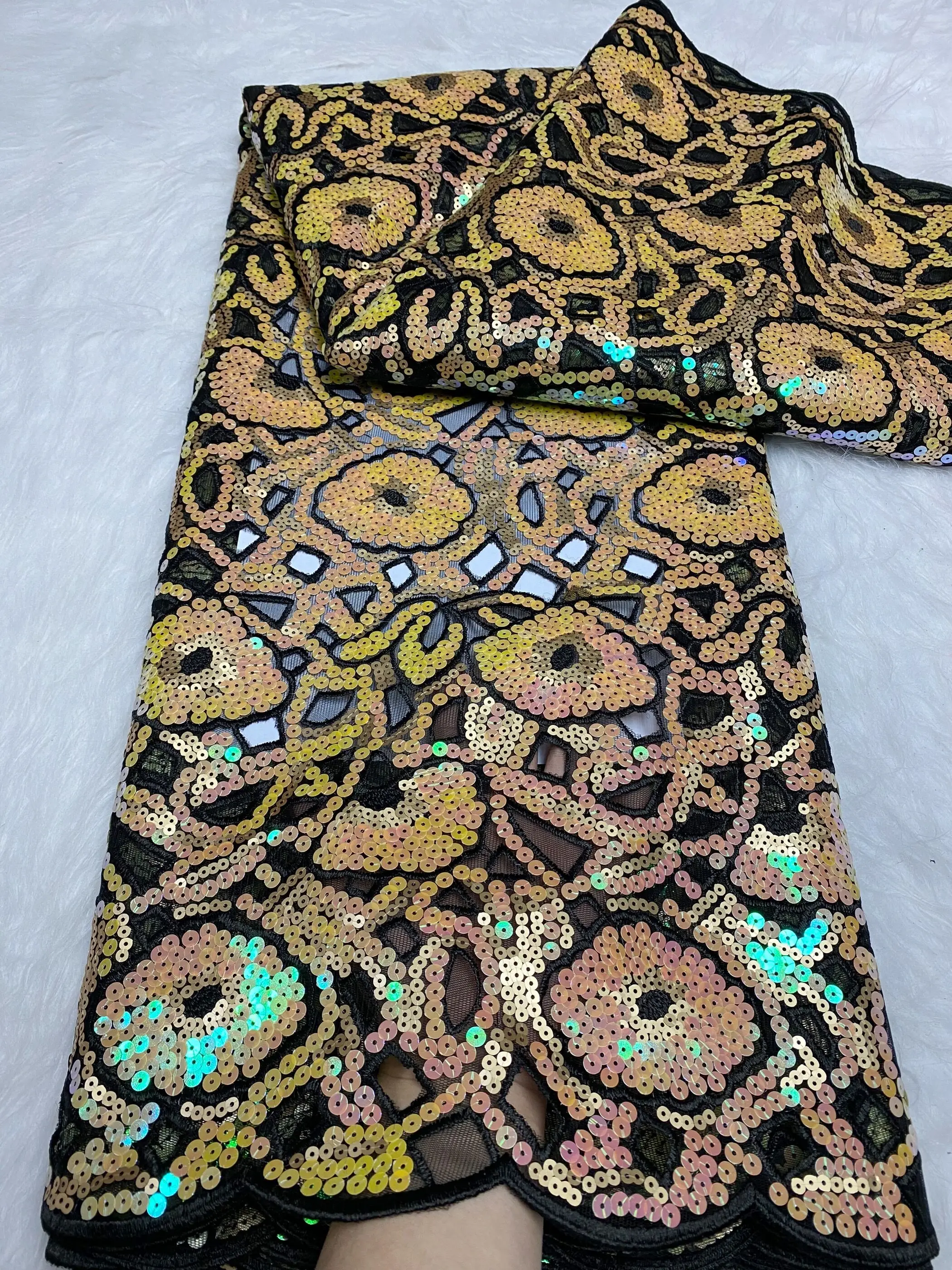 

NFYN18 Free shipping African net lace with sequins,high class embroidered French tulle lace fabric for party/wedding dress