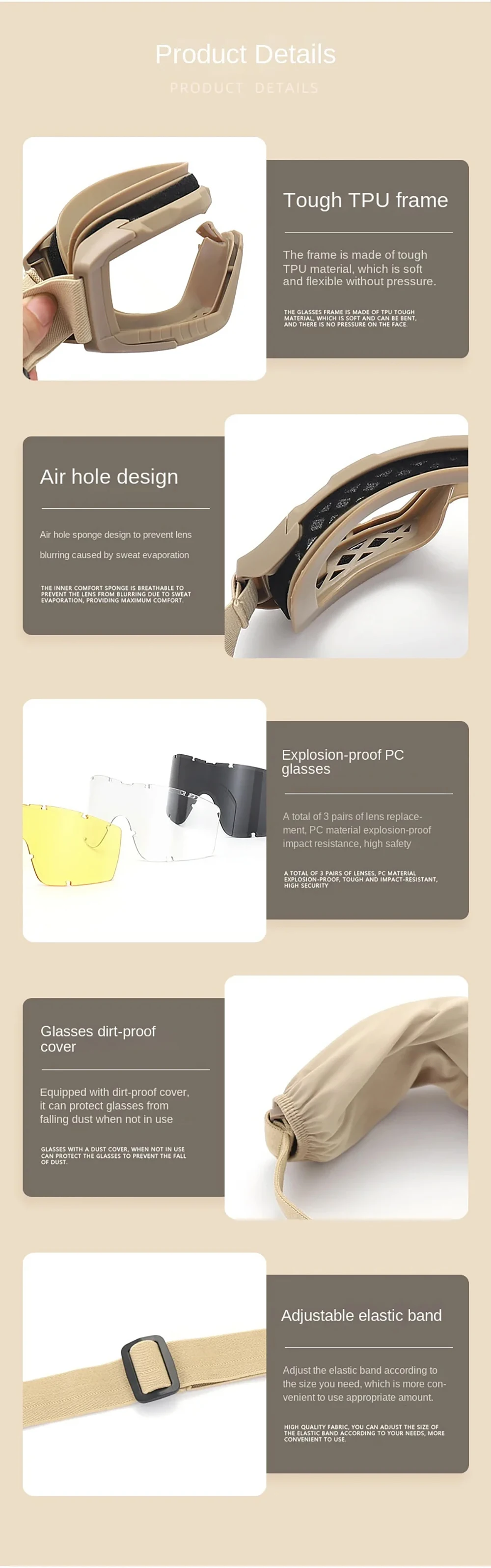 Tactical goggles for men showing strap and frame detail.