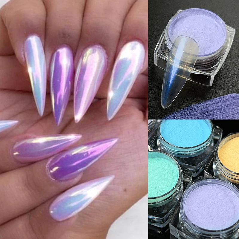 White Iridescent Nails Powder Aurora Chrome Dust for Nails Mermaid Pearly  Luster Powder Manicure Pigment Nail Art Pearl Powder - AliExpress