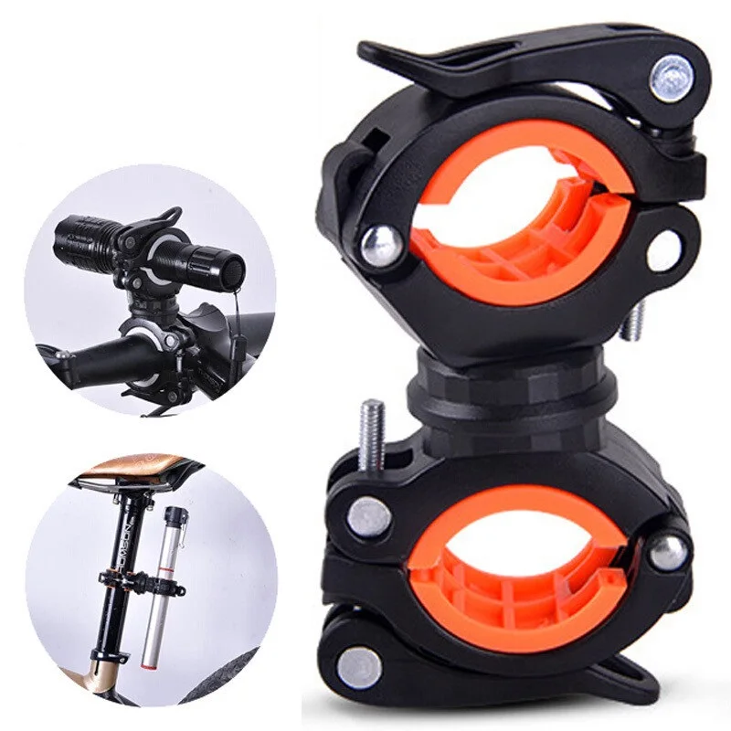 Bicycle Light Bracket Bike Lamp Holder LED Torch Headlight Pump Stand Quick Release Mount 360 Degree Rotatable