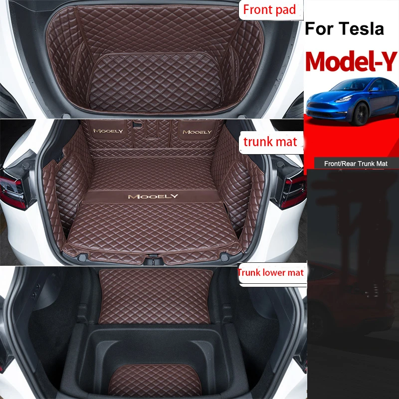 

Cargo Liner Boot Carpet For Tesla Model Y 2021 2022 Fission Rear Trunk Mat Durable Waterproof Leather Full Surrounded Floor Mat
