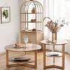 Wood Round Coffee Table for Living Room, 2 Tier Circle Coffee Table with Storage, Rustic Natural Coffee Table for Apartment, Eas 1