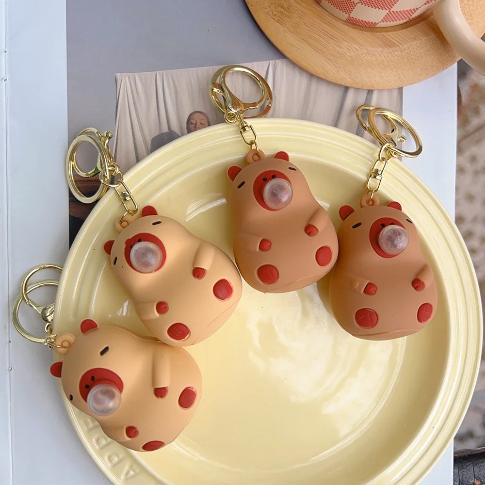 Cute Capybara Squeezes and Spits Bubbles To Decompress The Key Chain Toys Children's Schoolbag Doll Pendant Jewelry Key Chain 6