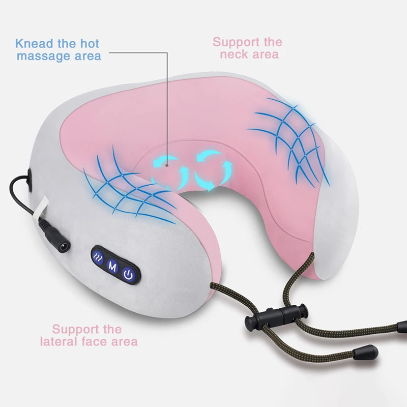 Car Neck Pillow Electric massage U Shaped Memory Foam Soft Slow Rebound Space Travel Pillow Solid Neck Cervical Healthcare