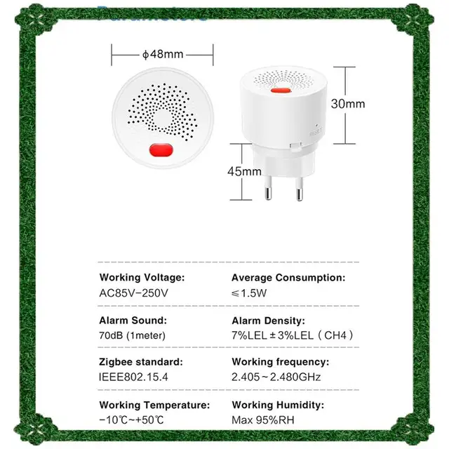 24-Hour Delivery 2X Zigbee Natural Gas Sensor Combustible Household Smart LPG Gas Leakage Alarm Detector Fire Security Protectio 6