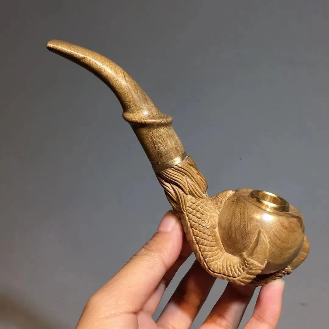1pc Tobacco Pipe Dragon Claw Handmade Solid Wood Pipe Pot Filter High-grade Carved Small Leaf Red Sandalwood Men's Gift
