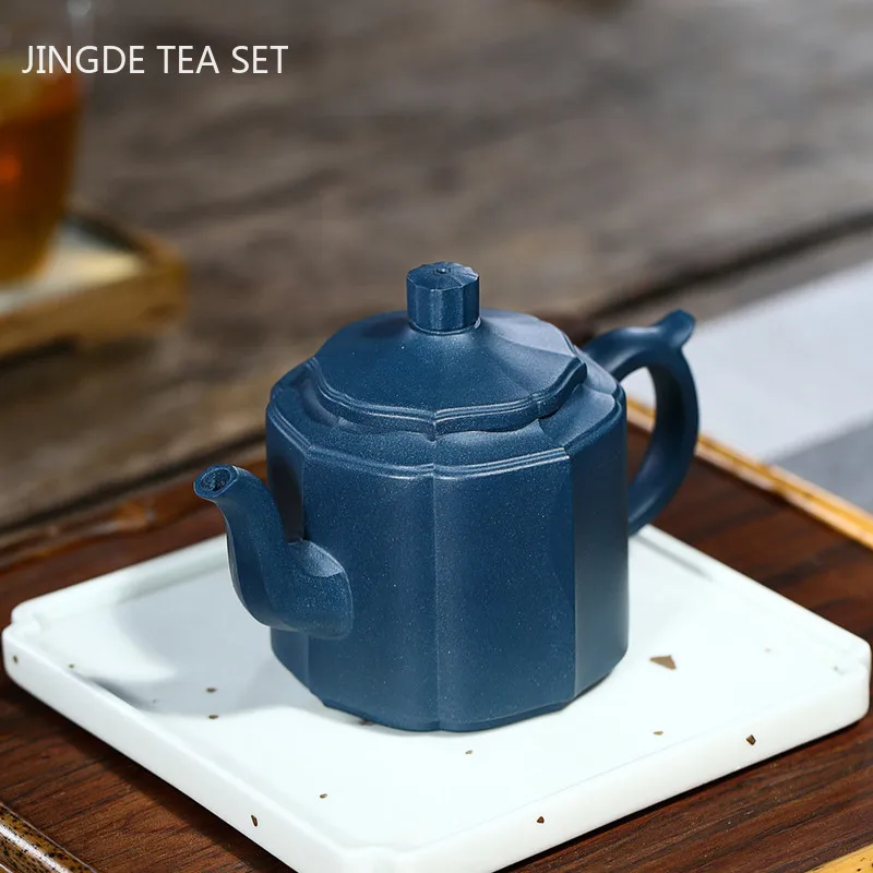 Raw Ore Azure Mud Famous Handmade Purple Clay Pot Creative Eight-sided Filter Teapot Chinese Zisha Tea Maker Teaware 280ml