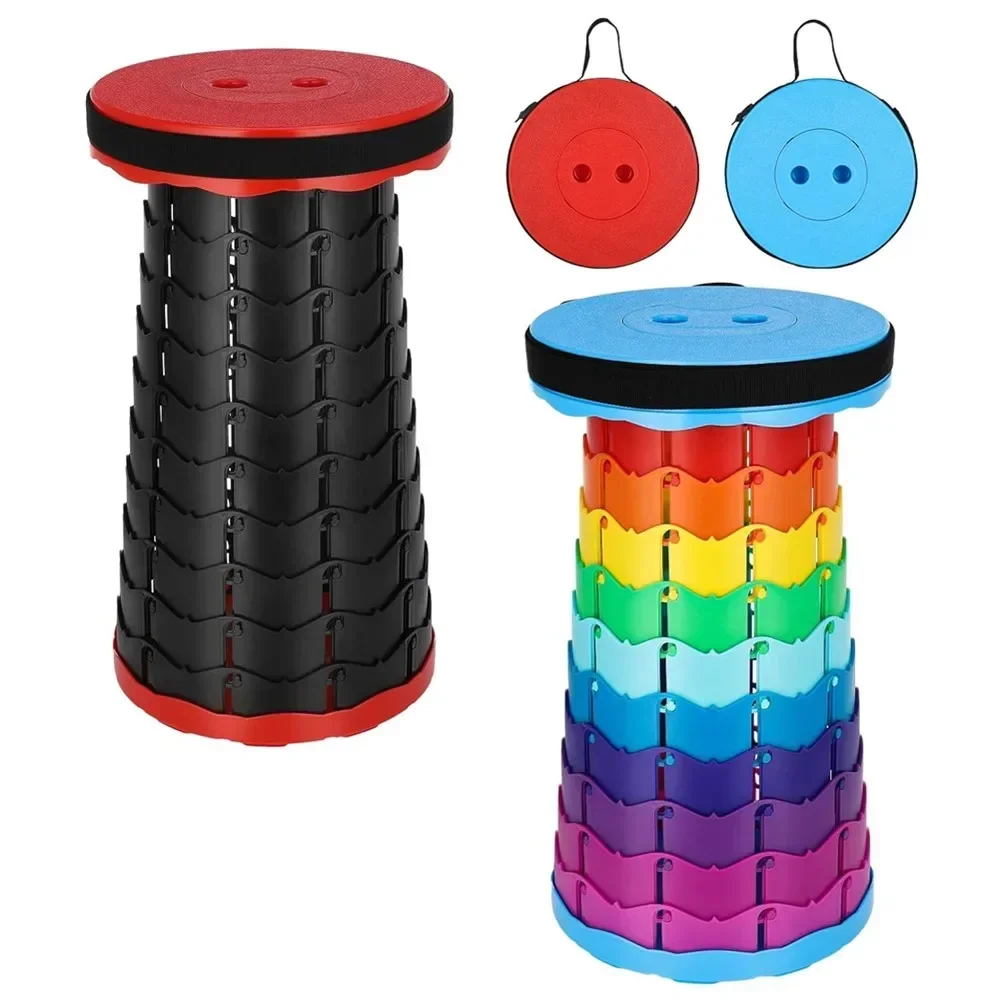 Folding Stool Portable Folding Telescopic Stool Lightweight Plastic Subway Queuing Chair Outdoor Camping Chair Fishing Seat Carry Bag