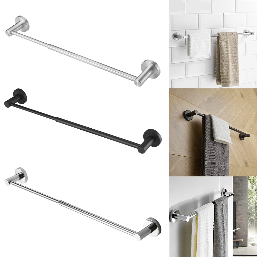

39 to 69cm Telescopic Bath Towel Bar 304 Stainless Steel Towel Rack Holder Wall Mount Single Layer Towel Hanger