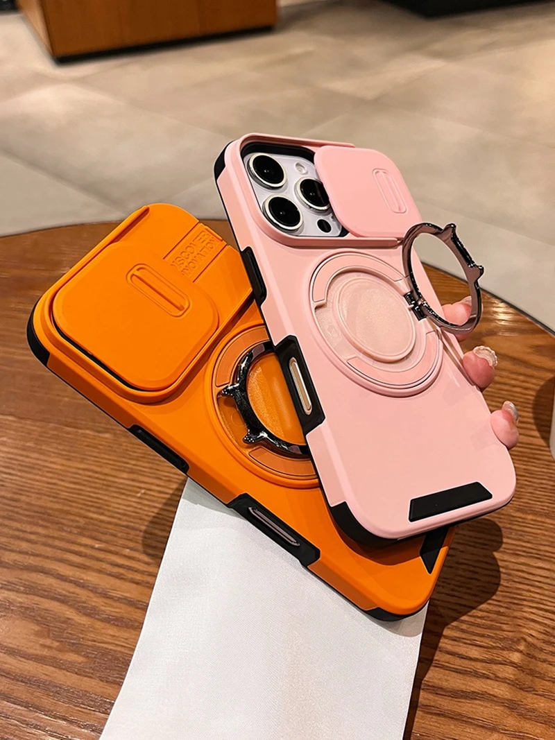 Premium Magnetic Ring Wireless Charging Phone Case with Protective Bracket Cover