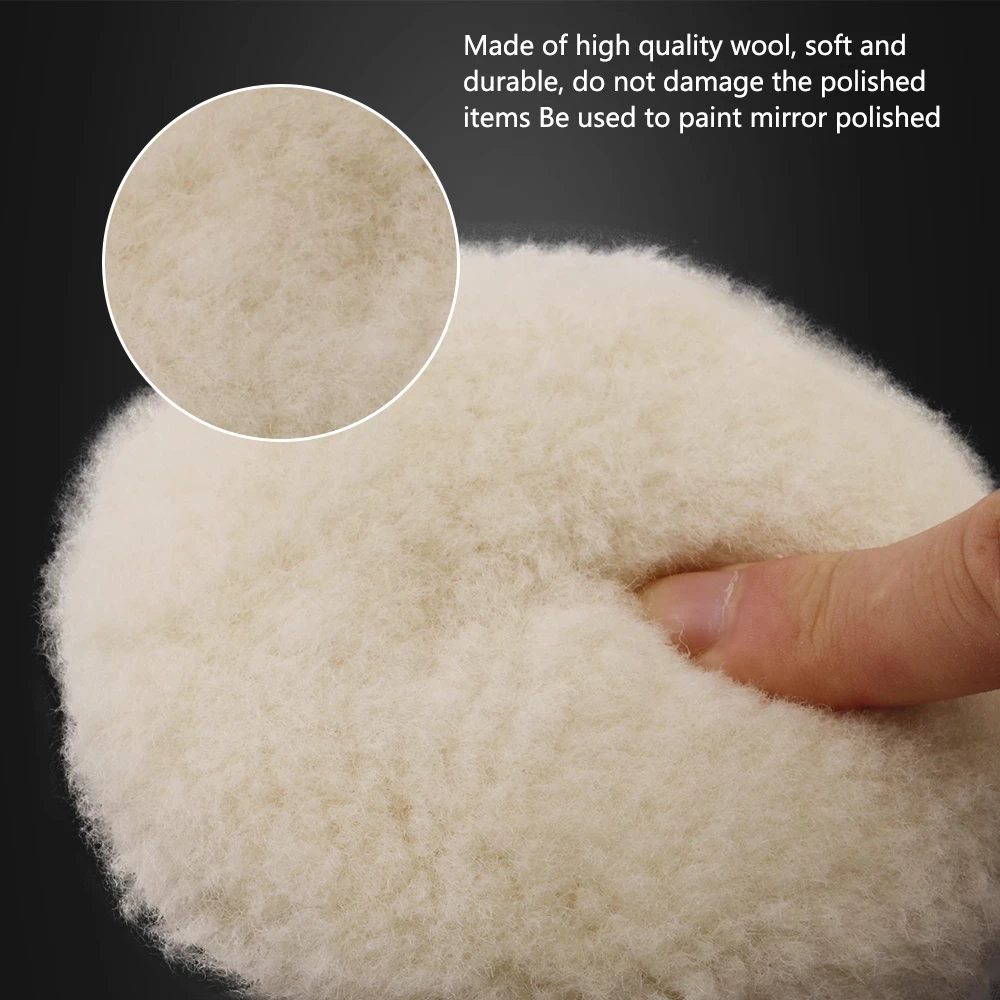 1Pc SPTA 1/2/3/5/6/7 Inch Heavy Cut Wool Polishing Australian Lambs Buffing Pad For DA/RO Car Polisher Waxing
