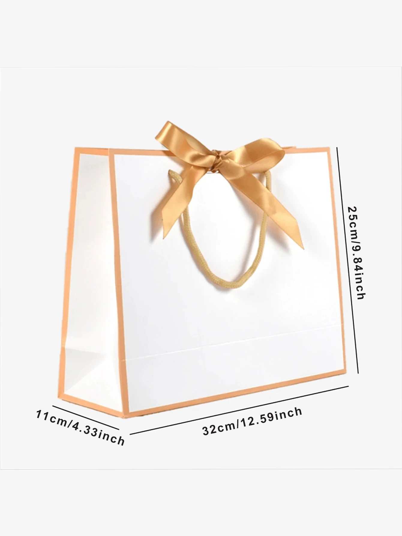 Geschenktüten mit Schleife im Hepburn-Stil, 5er-Set – schwarzer und goldener Besatz, Geschenktüten für Hochzeiten, Weihnachtsfeier- und Eventverpackungen – Detail 9