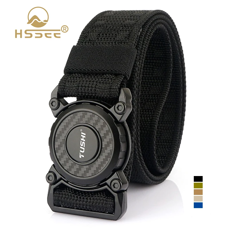 

HSSEE New Military Combat Belt Alloy Quick Release Buckle Real Nylon Men's Tactical Outdoors Belt Casual Belt Girdles Male Gifts