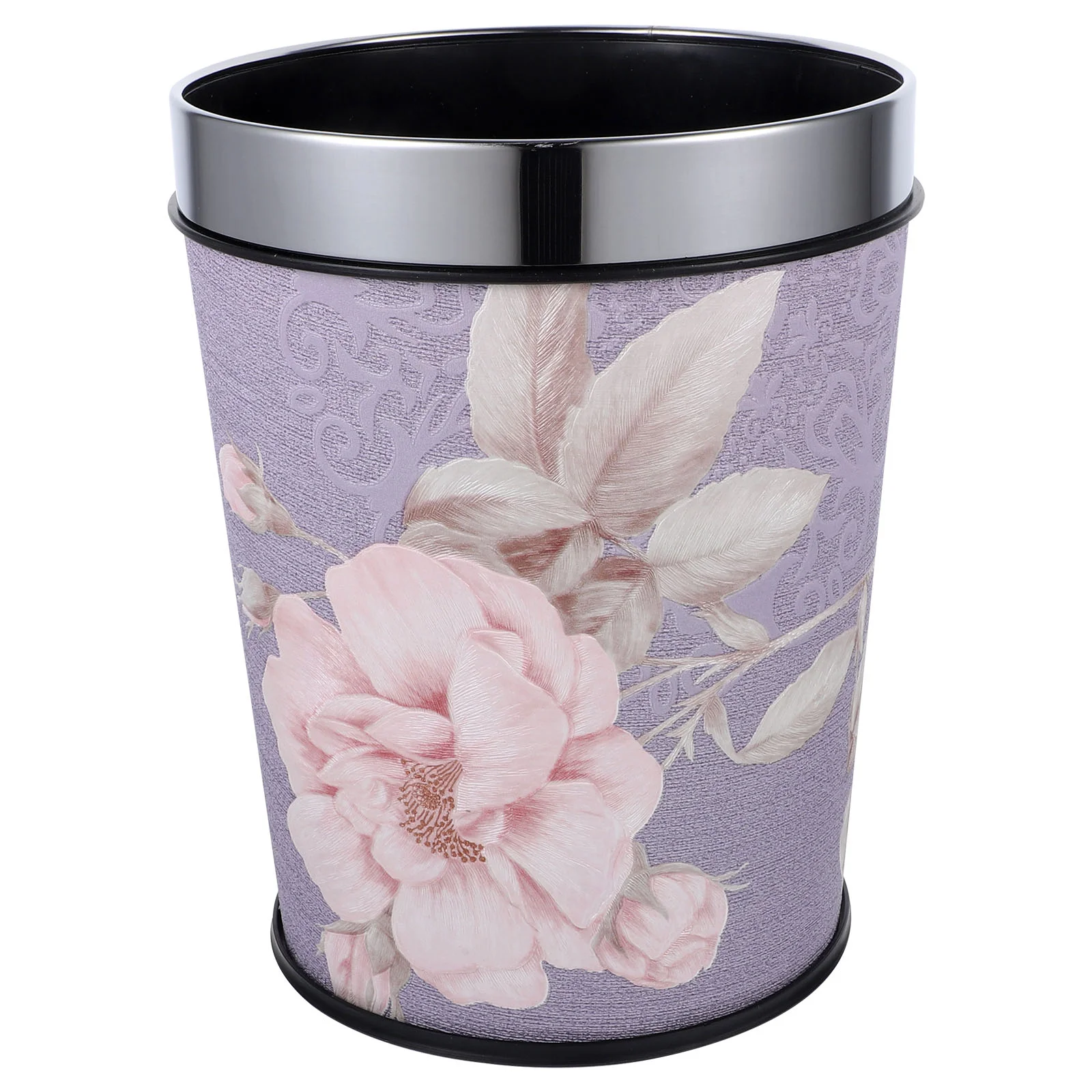 

Trash Can Retro Style Decorative Trash Can 5L Waste Paper Basket Pressing Ring Flower Print Paper Bucket Garbage Can Waste
