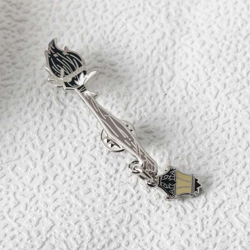 Creative Magic Flying Broom Lamp Enamel Brooch Pins Q Cosplay Prop Badge Jewelry Backpack Clothing Corsage Lapel Pin Accessory anime brooches,game brooch