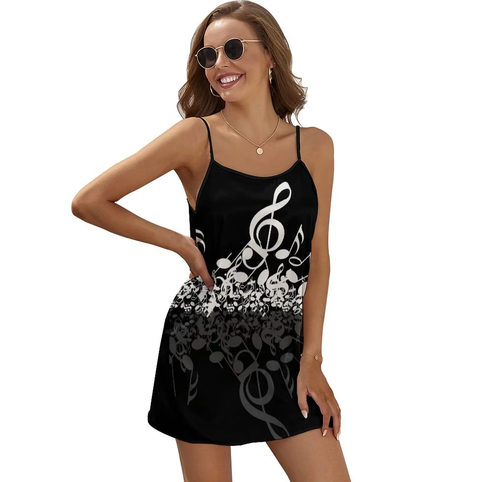 

Musical Notes Sleeveless Dress Evening gown loose women's dress dresses for prom bandage dress