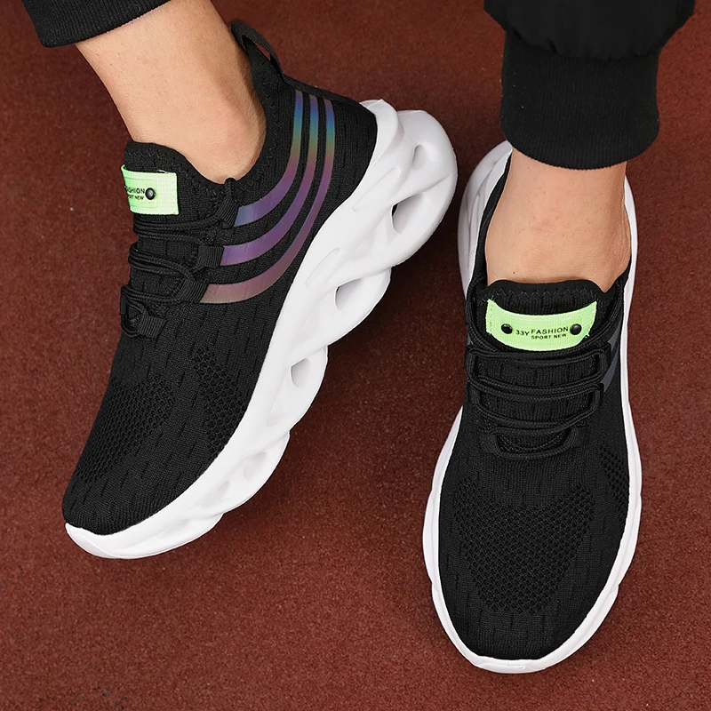 Men's Lace Up Mesh Shoes Unique Design Comfortable Breathable Non Slip Insole Running Training Basketball Platform Sports Shoes 5