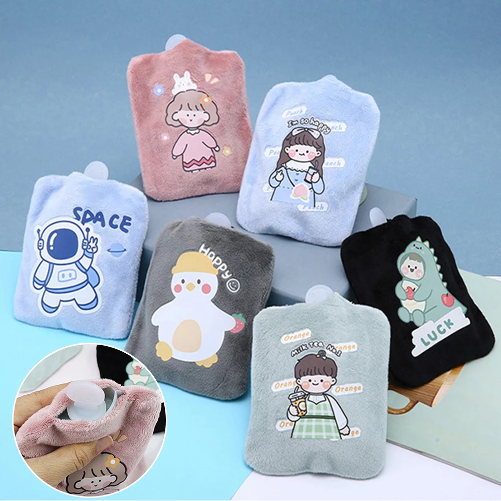 

250ML Cartoon Hot Water Bag Winter Hand Feet Warmer PVC Hot Water Bottle Female Hot Compress Water Filling Hot Water Bag