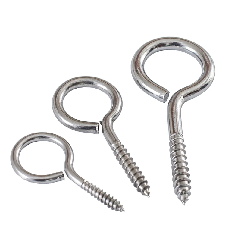 

eye screw stainless steel 304 stainless steel wood hook bolt open eyes hook screw din580 metal eye screws