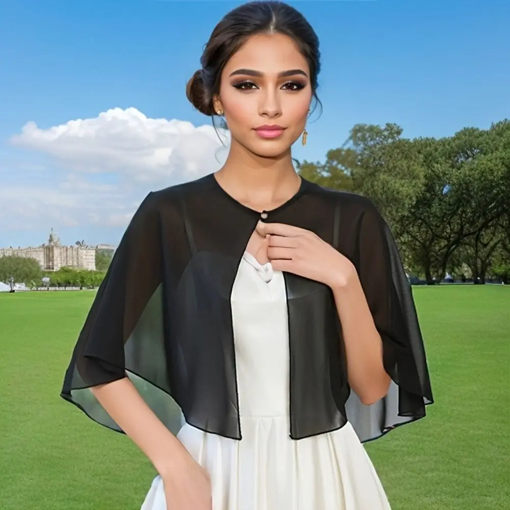 Fashion Sheer Chiffon Capelet Lightweight Design Elegant Style Evening Dress Wraps Wedding Cape Wedding Ceremony