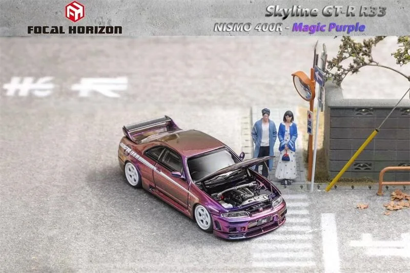

Фокусный Horizon FH 1:64 S Skyline GT-R R33 Nismo 400R Волшебная фиолетовая литая модель автомобиля