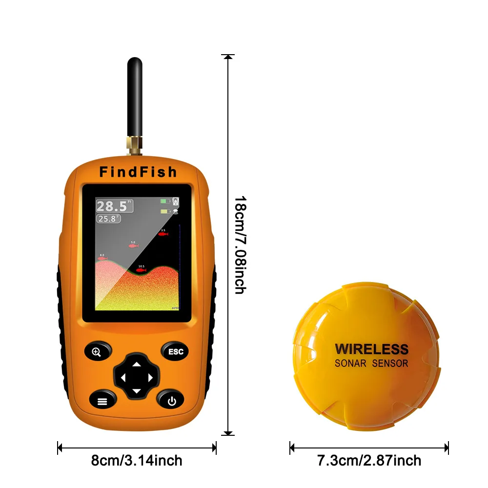 Portable wireless sonar radar fish detector for fishing gear, fish finder for finding fish, sea fishing platform