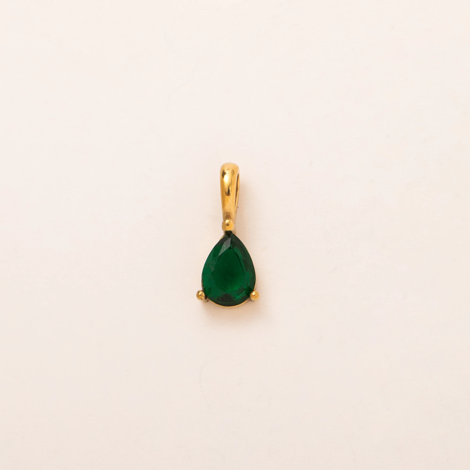Elegant Water Droplet Pendant in 18K Gold with Birthstone Accent