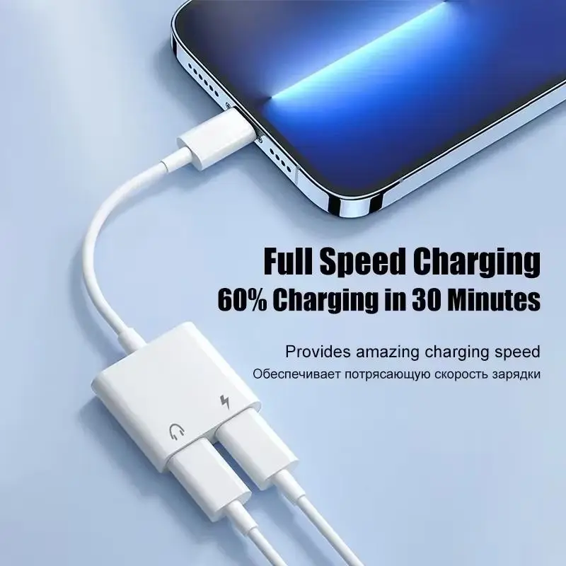 Audio Adapter For iPhone 14 13 12 11 Pro Max Aux Jack Headphone 3.5mm To Headphone Jack Charger Splitter Converter Accessories