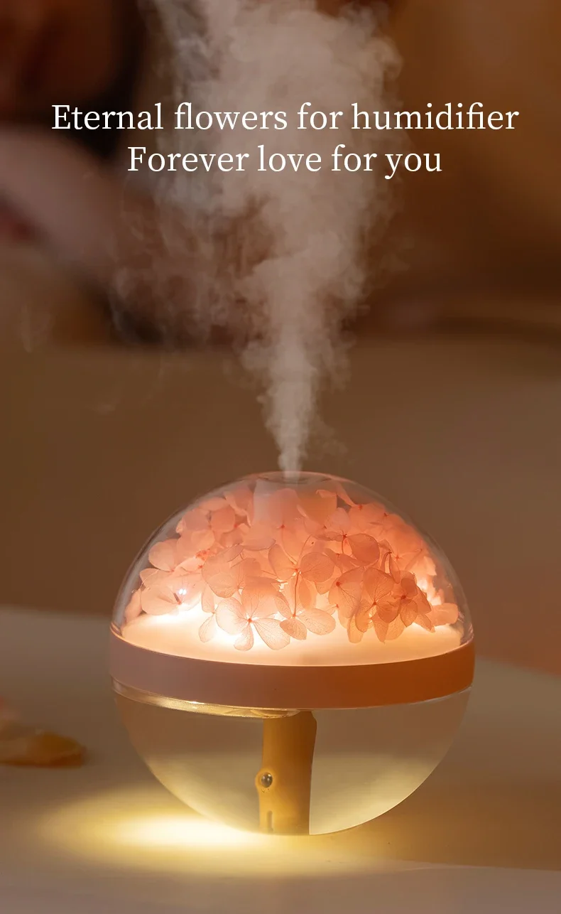 270ML USB Rechargeable Air Humidifier with LED Light - Home Hydration Mist Maker