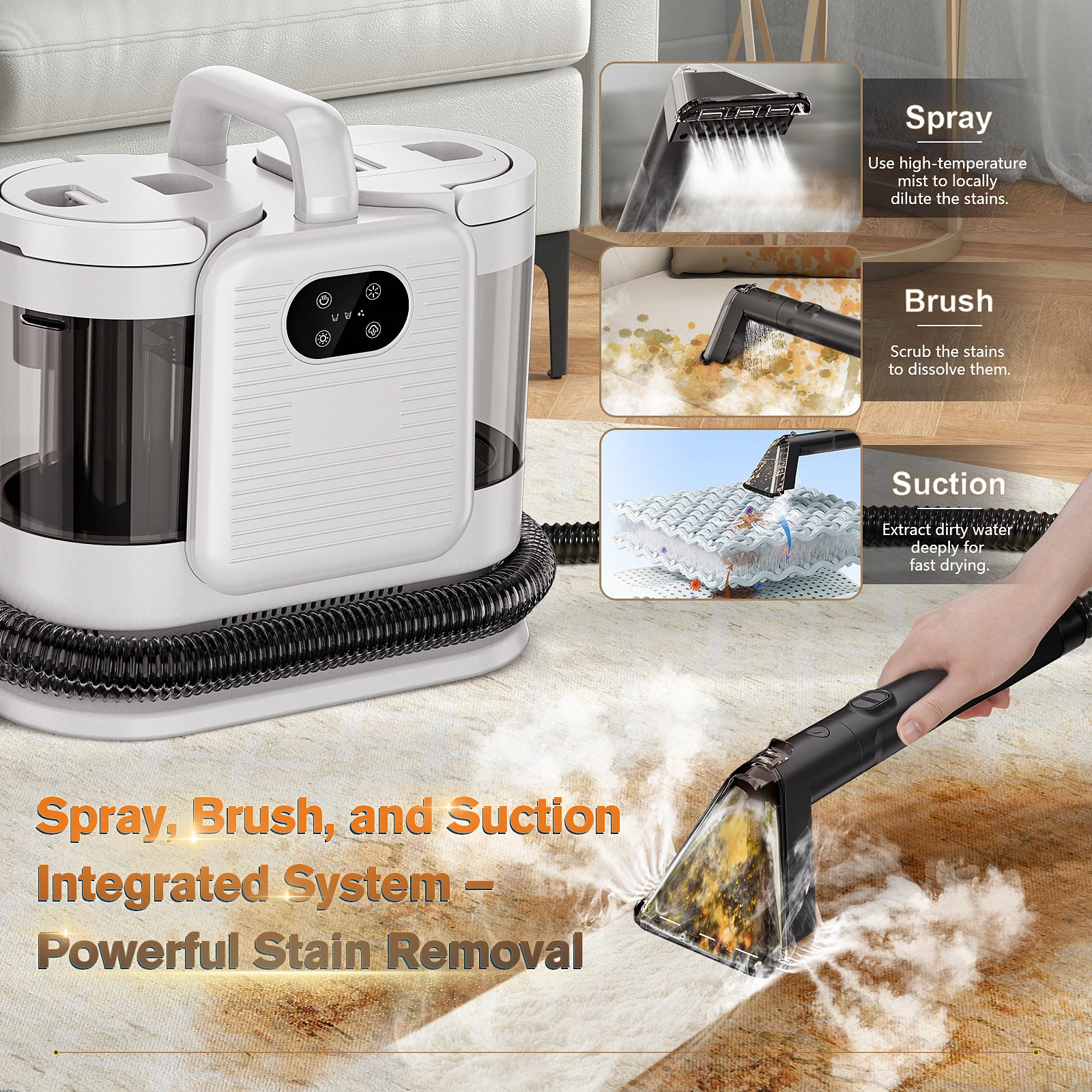 OMESER C988 Spot Cleaner 13kpa 1650w Vacuum Steam Cleaner Spray Suction Integrated Handheld Cleaning Carpet Cleaner Machine 2