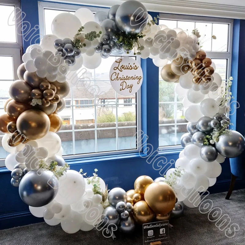 

252pcs White Matte Balloon Garland Wedding Party Events Decoration Silver Golden Balloon Arch Baby Shower anniversary Decor Kits