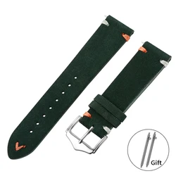 Elegant Suede Leather Watch Strap with Metal Pin Buckle - Timeless Design - 22mm (Green)