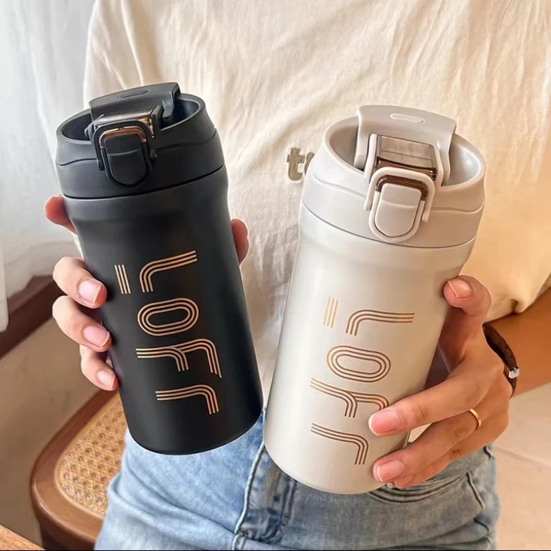 

600ml American Double-drink Coffee Cup 316 Stainless Steel Thermos Sports Fitness Portable Straw Water Cup