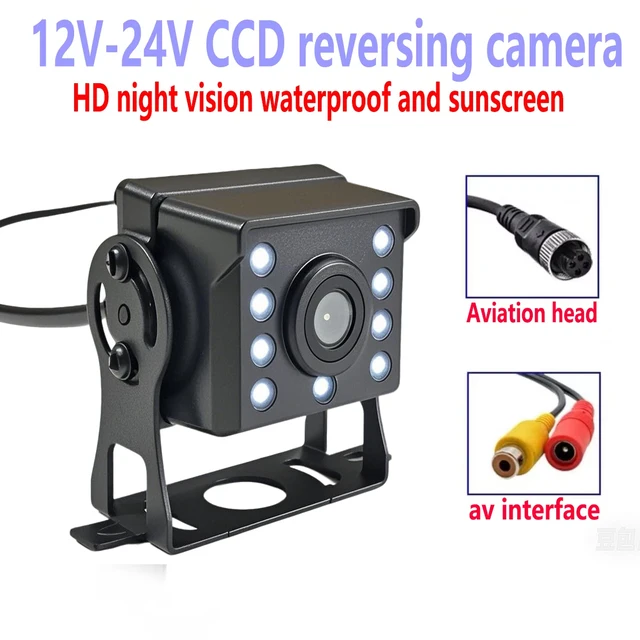 Caméra de recul HD pour voiture, bus 12-24V, vision nocturne, étanche, surveillance, protection solaire, CCD 1