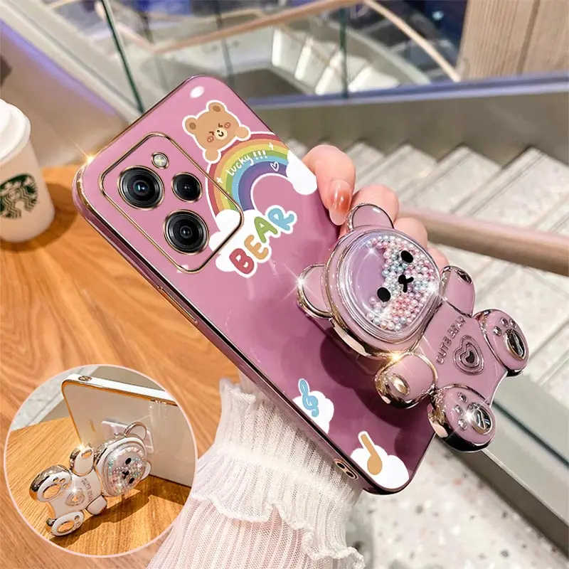 Rainbow Raccoon Holder Plating Phone Case Cover