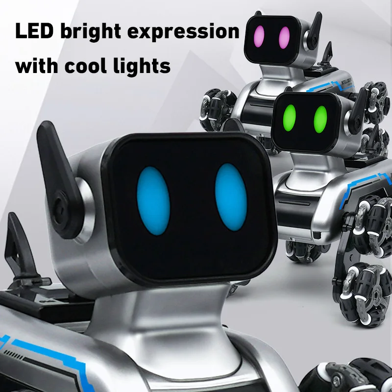 Remote Control Robot Dog Toys Electric Dual Remote Control Intelligent Machine Eight Wheeled Stunt Mechanical Dog for Children