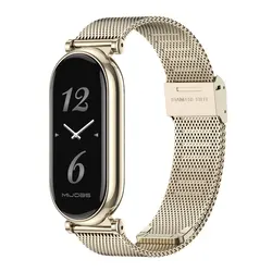 Stainless Steel Metal Strap Wristband Bracelet - Mi Band 8 (Milan GT4 Light Gold)